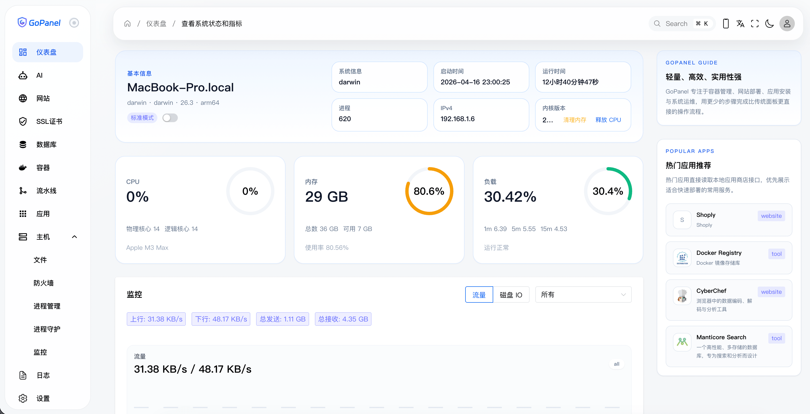 GoPanel Dashboard Preview